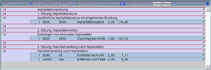 Leistungsauswahl mit Überschrift-Komplexen